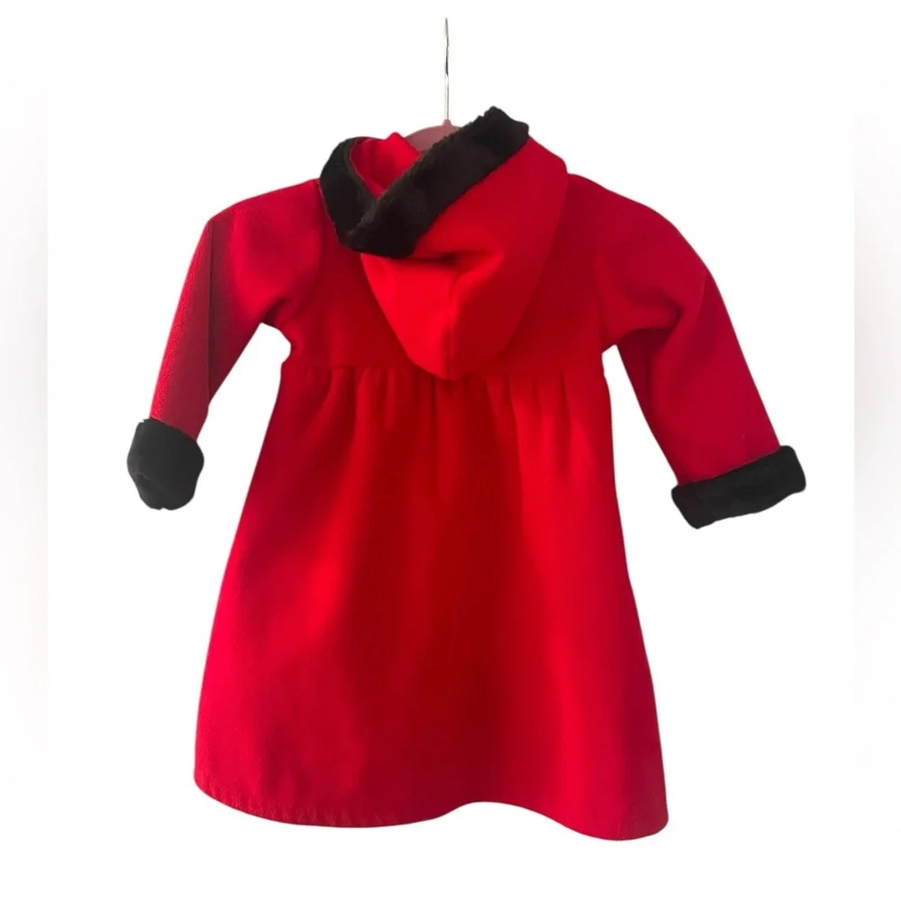 Pete’s Partner Girls Scottish Terrier Red Coat With Faux Black Fur Trim Size 4​